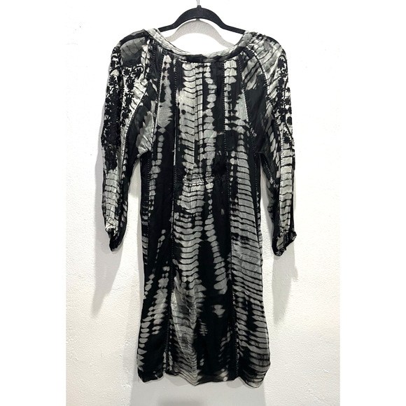 Rungolee Women's Fairy Black Crepe Silk Tie Dye Dress - Small - Picture 2 of 9